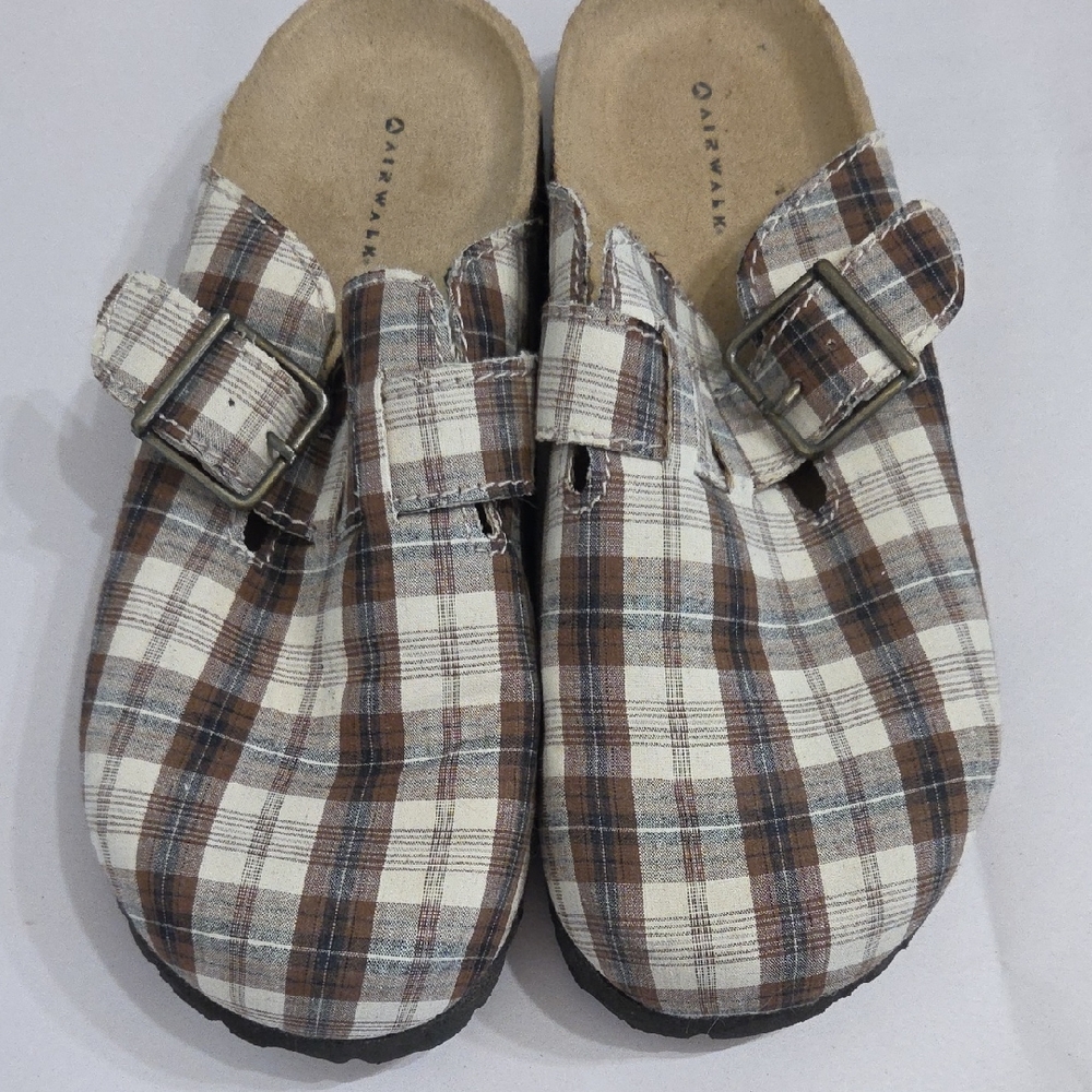 New Airwalk Plaid Mules - Brown and Cream